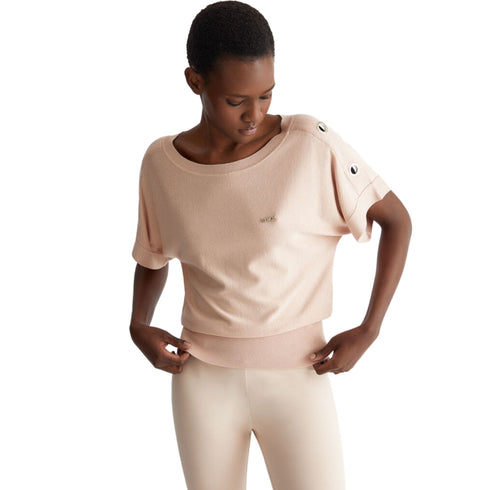 Liu Jo Maglia Maglia Donna con vele metalliche sulle maniche Cipria P24-LIU.JOTA4055MS49I-41307-XS - Francavilla Moda